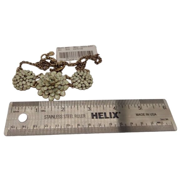 Lucky Brand Delicate Enamel Flowers Pale Green Adjustable Aged Brass Necklace - Picture 10 of 12